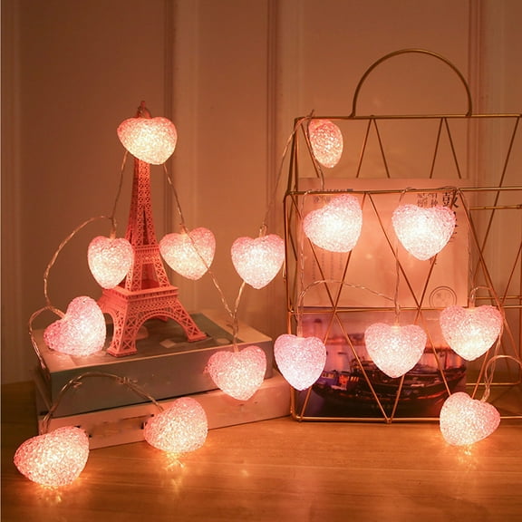 LED Star String Lights Battery Powered, Clear Wire Christmas Decoration for Bedroom, Safe Touch Fairy Lights for Valentine's Day and Holiday Parties(Pink,Usb)