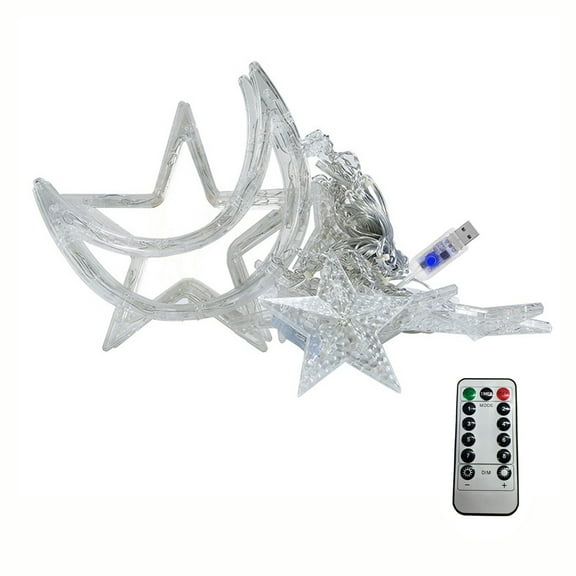 LED Star and Lunar String Lights - USB Powered, Remote Control, 120 LEDs, Multi-Mode Decorative Light String for Ramadan, Home, Party & Holiday Decor