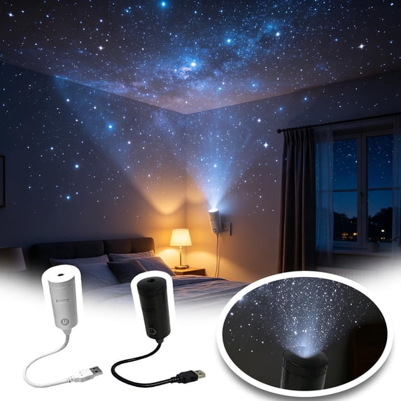 LED Starry Night Light USB Plug-and-Play 360° Rotatable Star Galaxy Projector Multi-Mode Ceiling Star Light for Bedroom Game Room