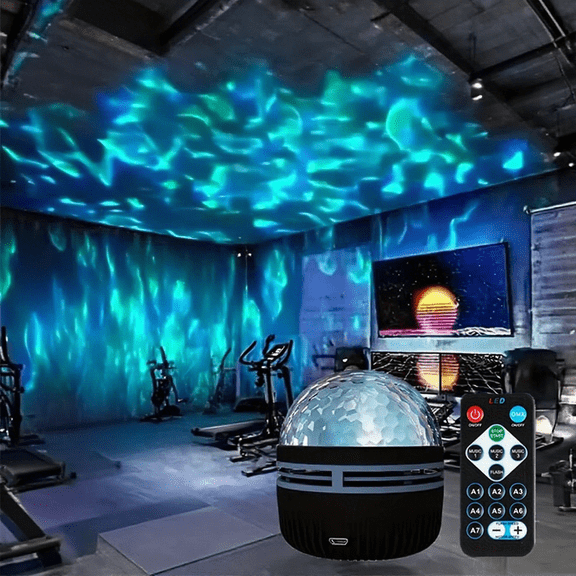 LED Starry Sky Ocean Wave Projector Light Remote Control 7 Modes USB Rotating Night Lamp for Room Ceiling Party Decor