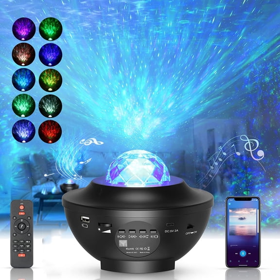 LED Starry Sky Projector Lamp, Rotating Water Waves, Projector Night Light with Remote Control and Timer, Kids and Adults Room Decoration Gifts