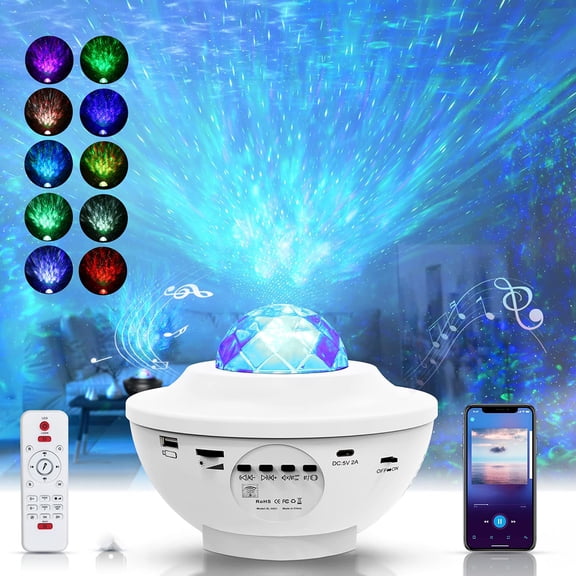 LED Starry Sky Projector Lamp, Rotating Water Waves, Projector Night Light with Remote Control and Timer, Kids and Adults Room Decoration Gifts