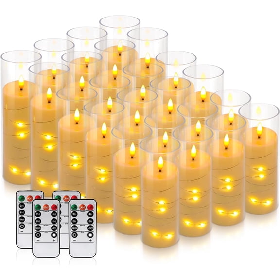 LED String Flickering Candles 12Paraffin-Ivory 24 Pack Home Holiday Party Wedding Decor