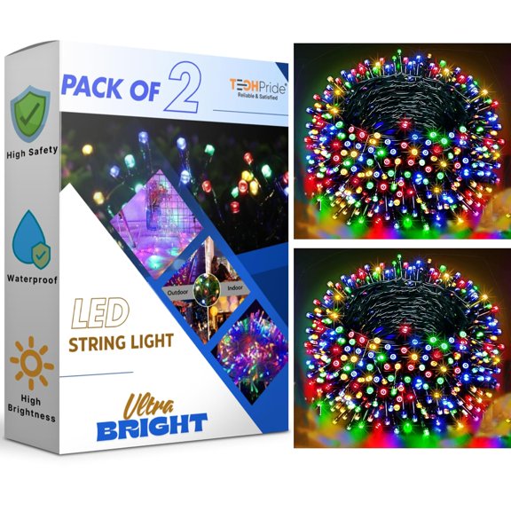 LED String Light, 72 LED Multicolor Fairy Lights, Decorative String Lights | Lights For Bedroom, Balcony, Diwali, Christmas, Wedding & Party Decoration | Energy Efficient & Safe - Pack of 2