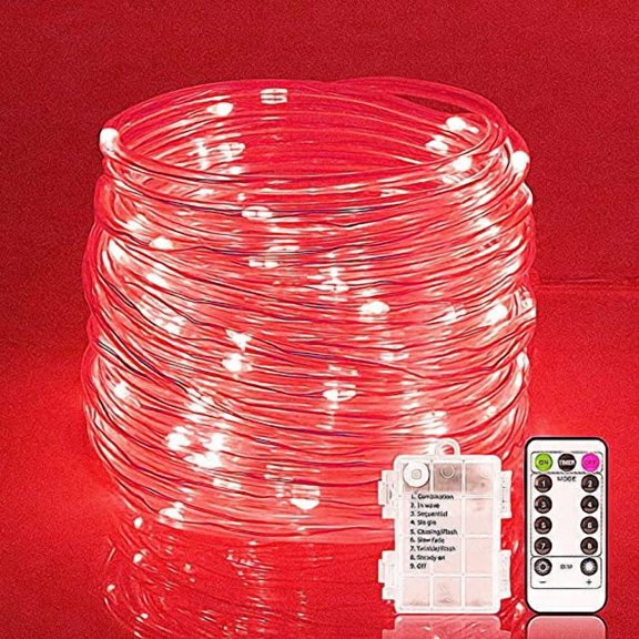 LED String Lights- 10M 100LED Rope Lights Battery Operated With Remote 8 Modes Garden String Lights For Indoor Outdoor Decoration.