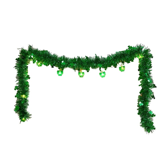 LED String Lights 6.5ft, Four Leaf Clovers Decorative Lights for St Patricks Day, Green Battery Operated Lights for Party Home Bedroom Indoor Decor Dark Green Size:S