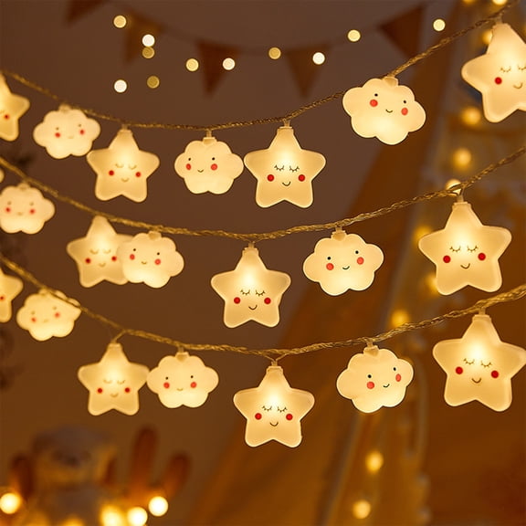 LED String Lights, Nebula Lights, Star And Cloud Shaped Fairy Lights For Bedroom Decor, 10 LED 59 Inch Indoor Decorative Lighting