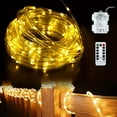 thumbnail image 1 of LED String Lights Outdoor, Battery Operated Rope Light ,Updated 39FT100 LEDs 8 Modes Waterproof Fairy Lights Dimmable/Timer with Remote for Christmas Halloween Holiday Decoration,Warm White, 1 of 6