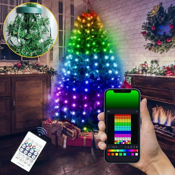 LED String Lights for Christmas Tree, 200 LED 9.8FT 10Lines with Remote/APP Control & Timer for Xmas New Year Holiday Birthday