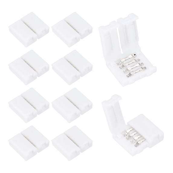 LED Strip Connectors 10mm Width 10 Pcs - Unwired LED Couplers Solderless for DIY Lighting Projects Wide RGB LED Strip Lights 4 Pin