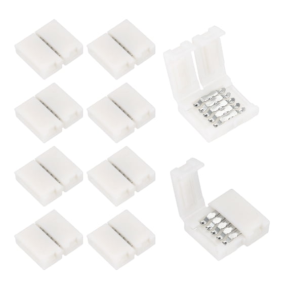 LED Strip Connectors 10mm Width 10 Pcs - Unwired LED Couplers Solderless for DIY Lighting Projects Wide RGB LED Strip Lights 5 Pin