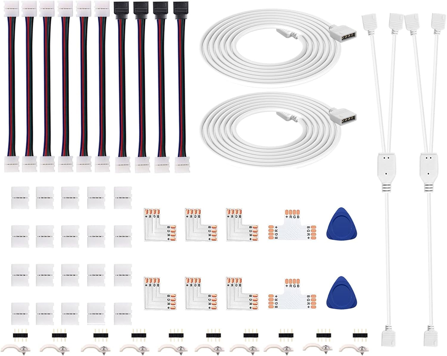 LED Strip Connectors 4 Pin, RGB LED Light Connectors Kit Includes 5050 LED Connectors L Shape 4Pin 10mm LED Light Strip Connectors