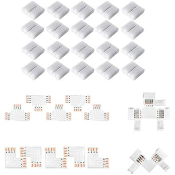 LED Strip Connectors - 4 Pin Solderless Gapless RGB L Splitter Right Angle & T-Shape Connectors for RGB 3528 2835 Multicolor LED Strip Lights$$Tools & Hardware Other