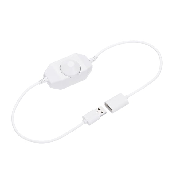 LED Strip Dimmer, DC 5V 3A Rotary Knob Brightness Controller with USB Connectors, White
