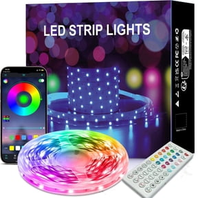 LED Strip Light 50ft, Smart Ambient Lights with Bluetooth App & Remote Control, Music Sync Built-in Mic, Color Changing LED Strip Lighting, 44 Scene Modes, Flexible Design for Gaming, Ceiling, and Ho