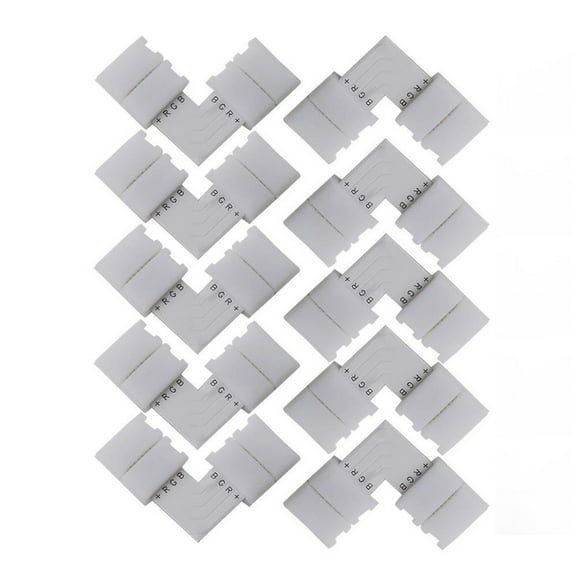 LED Strip Light Connector L-Shaped Quick Connect 10-Pack 10mm for Flexible LED Lights Installation (Home, Office, DIY Projects)