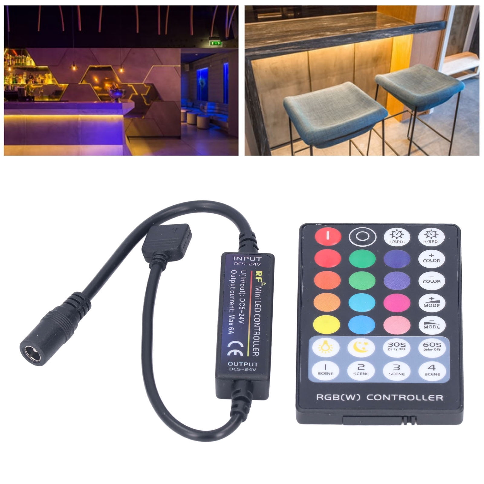 LED Strip Light Remote Control With Controller, 28 Keys 4 Pins Wireless