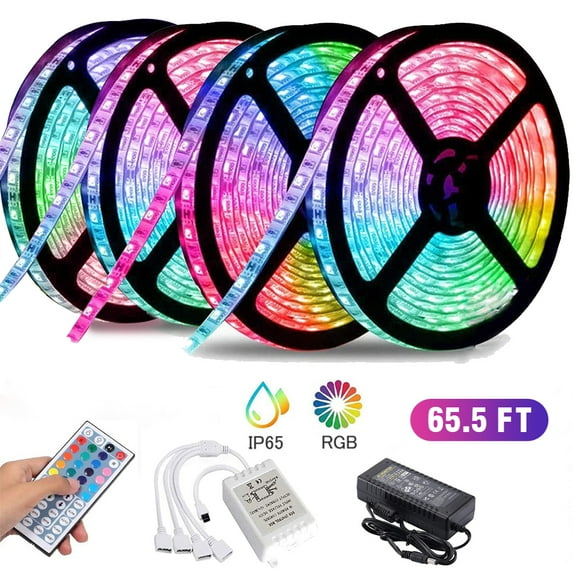 LED Strip Lights,100ft 3528RGB LED IP65 Waterproof Light Strip with 44Keys Remote