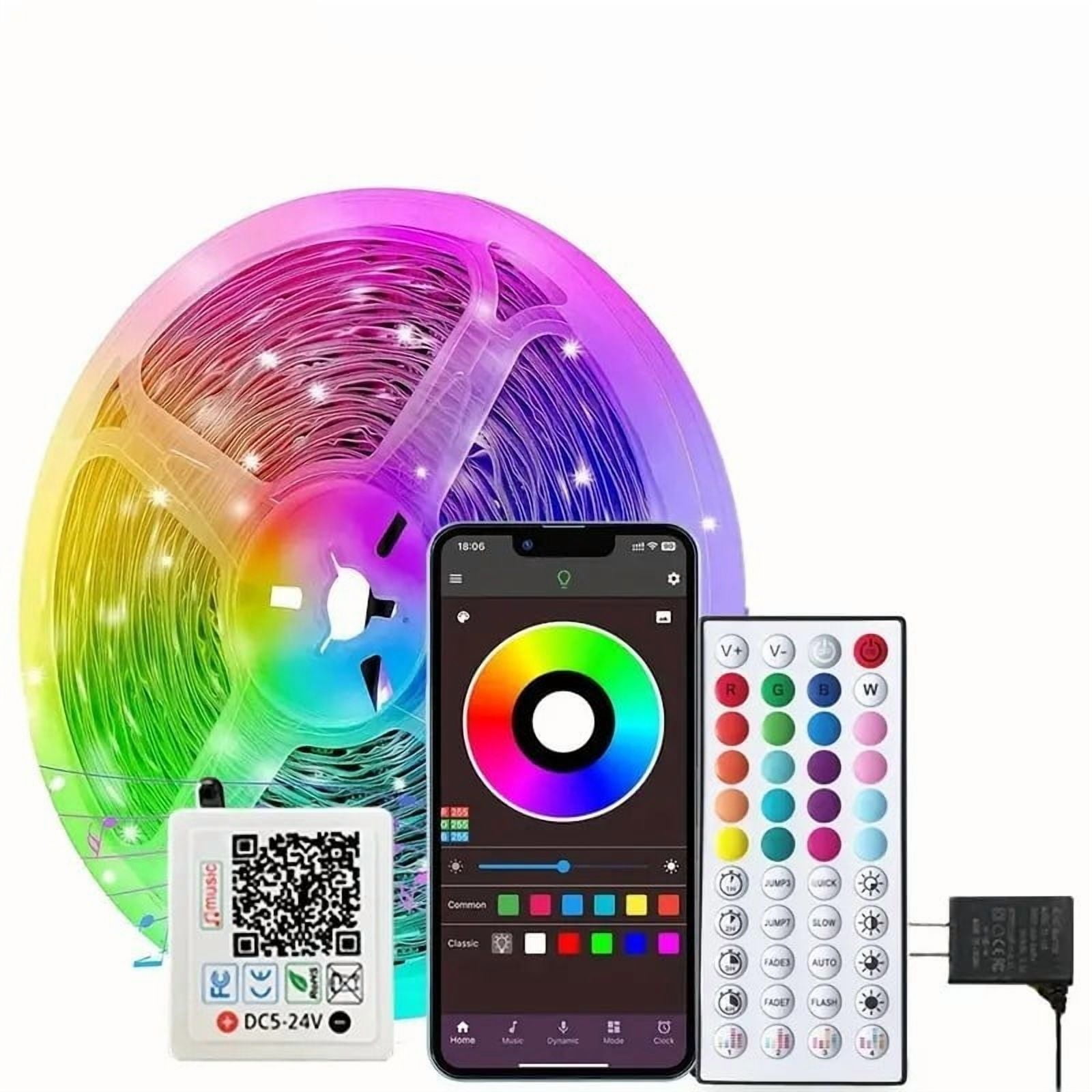 LED Strip Lights 110ft, Smart Lighting Strips with App Remote Control, RGB Music Sync Color Changing Lights for Bedroom Kitchen Party Home Decor(1 Roll)