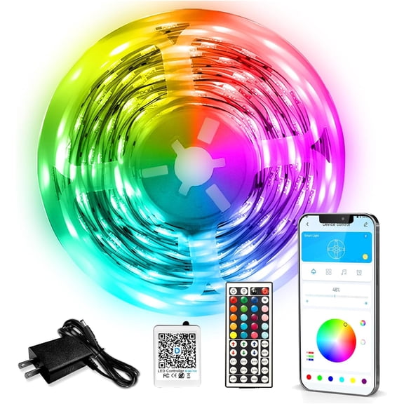 LED Strip Lights 110ft, Smart Lighting Strips with App Remote Control, RGB Music Sync Color Changing Lights for Bedroom Kitchen Party Home Decor Luces led para cuarto (1 Roll)