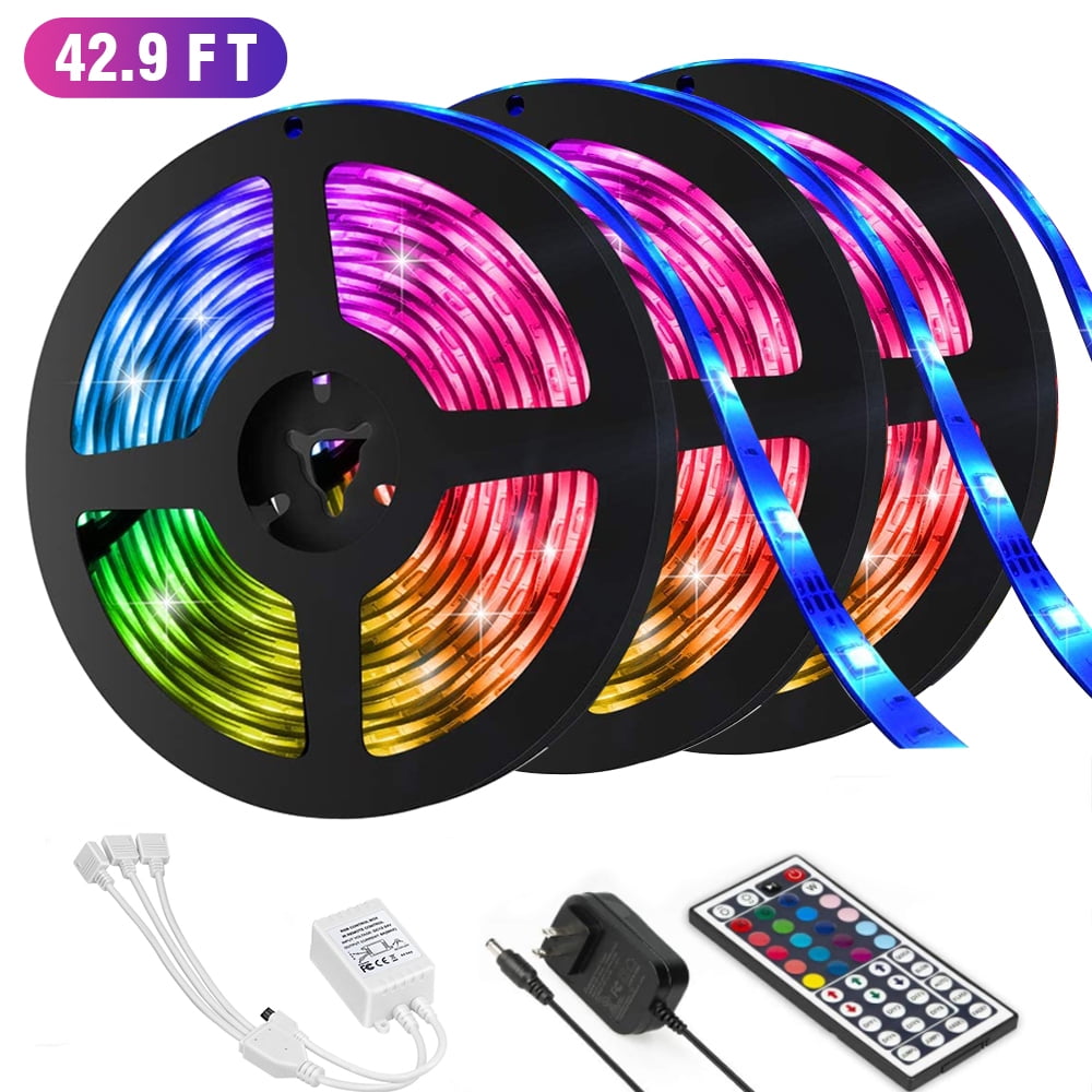LED Strip Lights,15ft Waterproof Led Lights SMD3528 RGB Color Changing Rope Lights with 44 Key Remote Controller Apply for TV,Bedroom,Party and Home Decoration