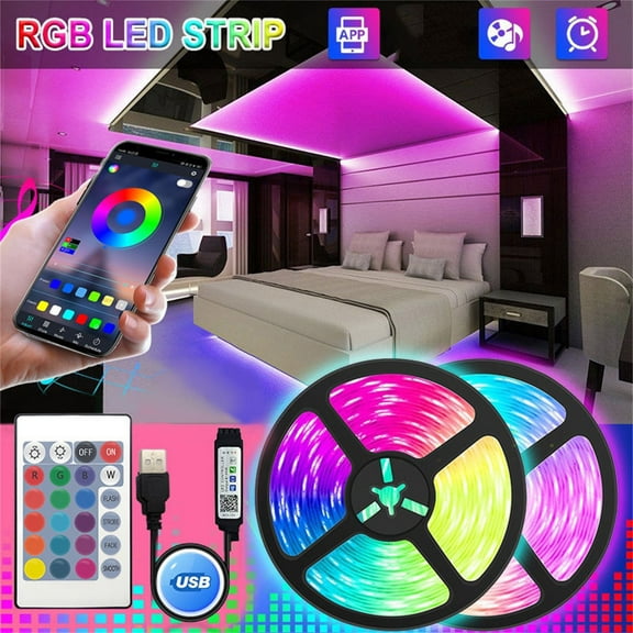 LED Strip Lights 16.4ft, Color Changing Lights Strip for Bedroom, Desk, Indoor, Room Bedroom, Girl Boy Birthday Gifts RGB Decor with Remote and 24V Power Supply