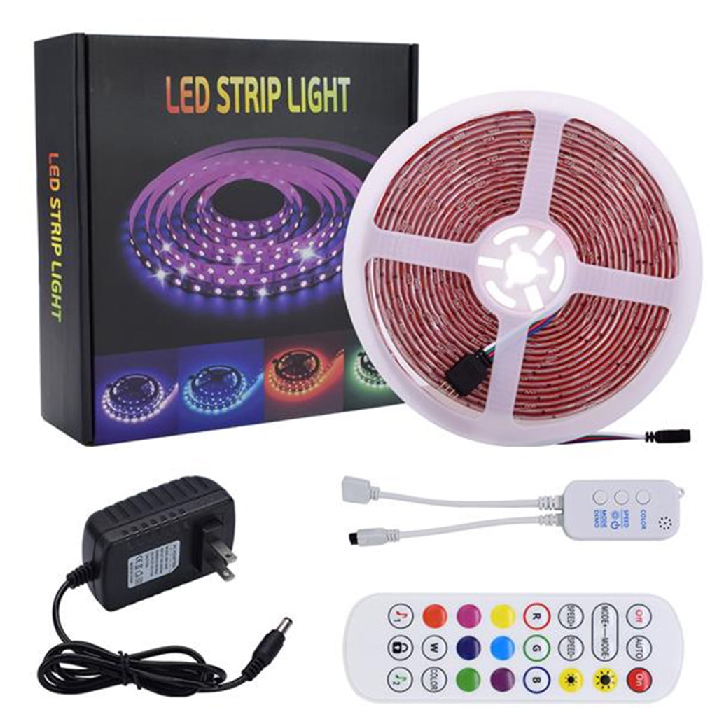 LED Strip Lights, 16.4ft RGB 5050 LED Strips with Remote Controller, Color Changing Tape Light with 12V Power Supply for Room, Bedroom, TV, Kitchen, Desk