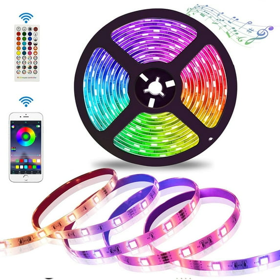 LED Strip Lights,16.4ft RGB Colored Rope Light Strip Kit with Remote and Control Box for Room, Ceiling, Bedroom