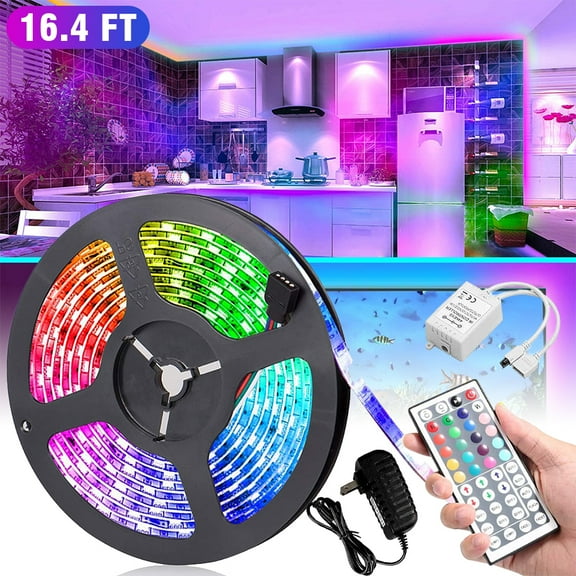 LED Strip Lights,16.4ft RGB LED Light Strip 5050 LED Tape Lights, Color Changing LED Rope Lights with Remote for Home Room Office Decorations