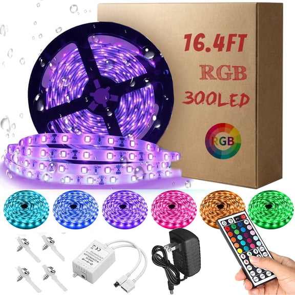 LED Strip Lights, 16.4ft RGB LED Light Strip LED Tape Lights, Color Changing LED Rope Lights with Remote for Home Lighting Kitchen Bed Flexible Strip Lights