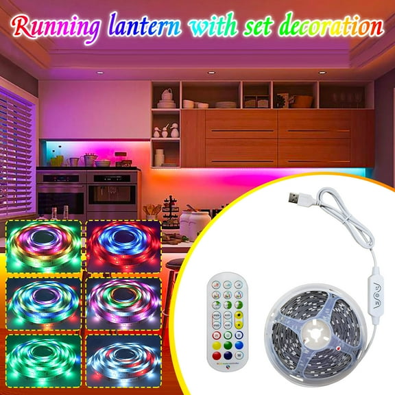 LED Strip Lights 197Inch 70LED, Color Changing Lights Strip for Bedroom, Desk, Indoor, Room Bedroom, Girl Boy Birthday Gifts RGB Decor with Remote and 24V Power Supply