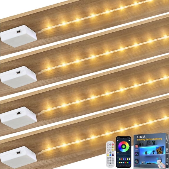 LED Strip Lights 20 inch x 4 Pack, LED Strip Lights for Bedroom Color Changing APP Remote, Led Lights for TV, Kitchen Under Cabinet Lighting, Shelves, Under Counter, Closet