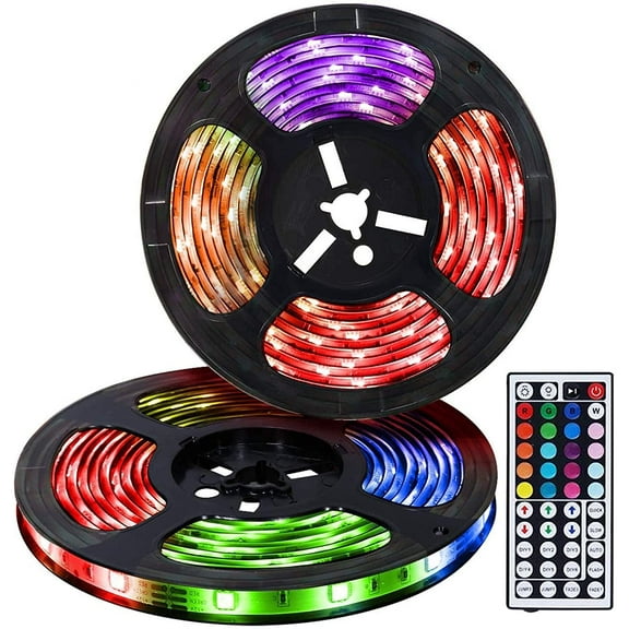 LED Strip Lights, 32.8ft 10m Waterproof Color Changing Light Strip Kit with Remote Controller 12V Power, RGB SMD3528 Rope Light for Room, Bedroom, Kitchen, Yard Decoration