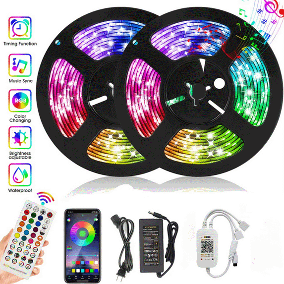 LED Strip Lights, 32.8ft RGB Color Kit with 44key Remote Control Light Strip for Room Bedroom Home Kitchen Indoor Decorations