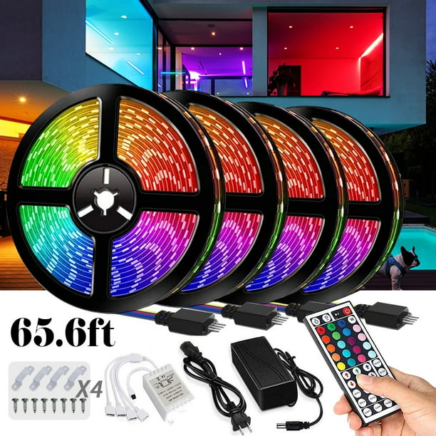 LED Strip Lights 49.2ft RGB Colored Rope Light Strip Kit with Remote and Control Box for Room Ceiling Bedroom