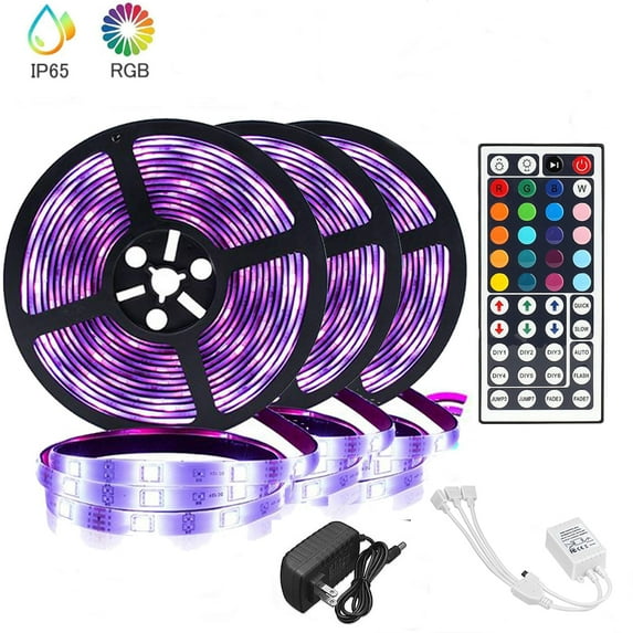 LED Strip Lights,49.2ft Smart Led Lights 3528 RGB Led Light Strip Color Changing Led Strips with IR Remote Led Lights for TV Bedroom,Kitchen,Party,Bar and Home Decor