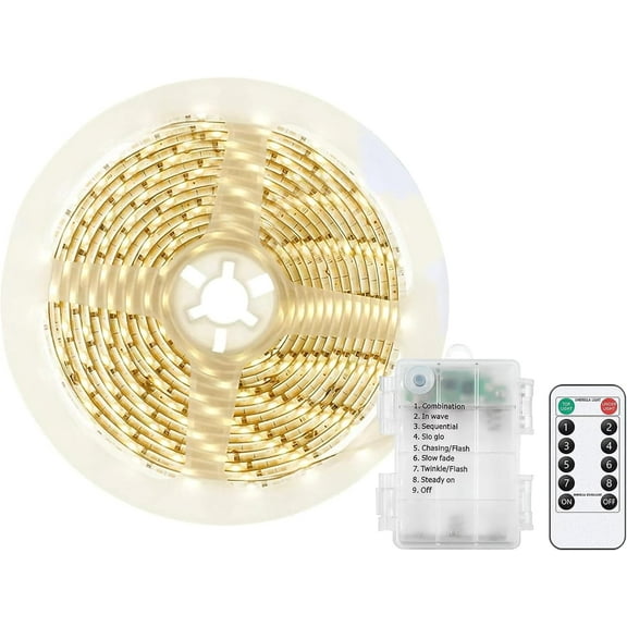 LED Strip Lights 5 M 150 LED Waterproof Flexible LED Strip Light Battery Powered Dimmable Cuttable Tape Lights Strip with Remote for Kitchen, Bedroom, Computer, TV, Birthday