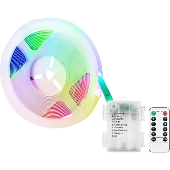 LED Strip Lights 5 M 300 LED Waterproof Flexible LED Strip Light Battery Powered Dimmable Cuttable Tape Lights Strip with Remote for Kitchen, Bedroom, Computer, TV, Birthday