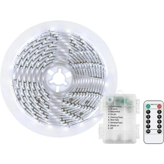 LED Strip Lights 5 M 300 LED Waterproof Flexible LED Strip Light Battery Powered Dimmable Cuttable Tape Lights Strip with Remote for Kitchen, Bedroom, Computer, TV, Birthday