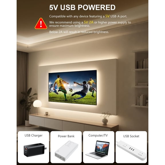 LED Strip Lights 5V USB 6.56FT 640LEDs 4000K Bright Dimmable White COB LED Light Strip with Remote Flexible LED Tape Lights for Cabinet Kitchen TV Backlights Shelf Bedroom Mirror Desk Lighting