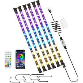 LED Strip Lights 6 Pre-Cut Led Light with Power Adapter Remote & APP Dimmable RGB Color Changing led for tv Backlight Bedroom Display Shelf Cabinets Kitchen