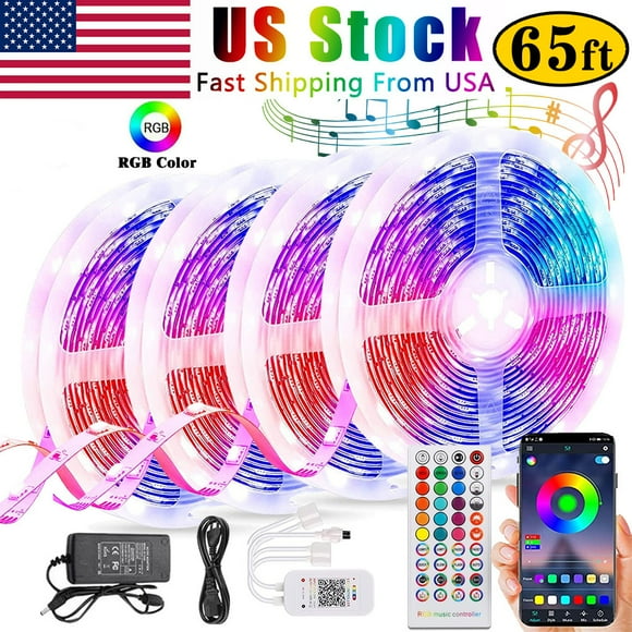 LED Strip Lights 65.6Ft,Smart RGB Light Strips Music Sync, App Control with 16 Million Color Changing LED Strip Lights for Bedroom, Living Room