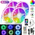 thumbnail image 1 of LED Strip Lights, 65.6ft/20m RGB LED Light Strips, 5050 SMD LED Color Changing Tape Light with 44-Key Remote + Bluetooth APP Controller, LED Light for Bedroom, Party Decoration, 1 of 7