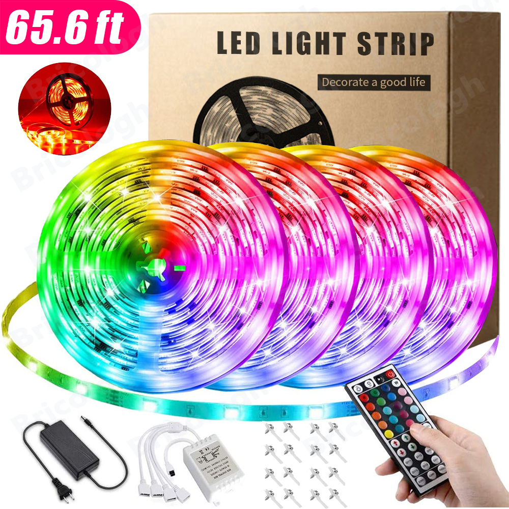 LED Strip Lights 65.6ft, 5050 RGB Color Changing LED Lights for Bedroom, Kitchen, Party, Home Decoration, Christmas Decoration