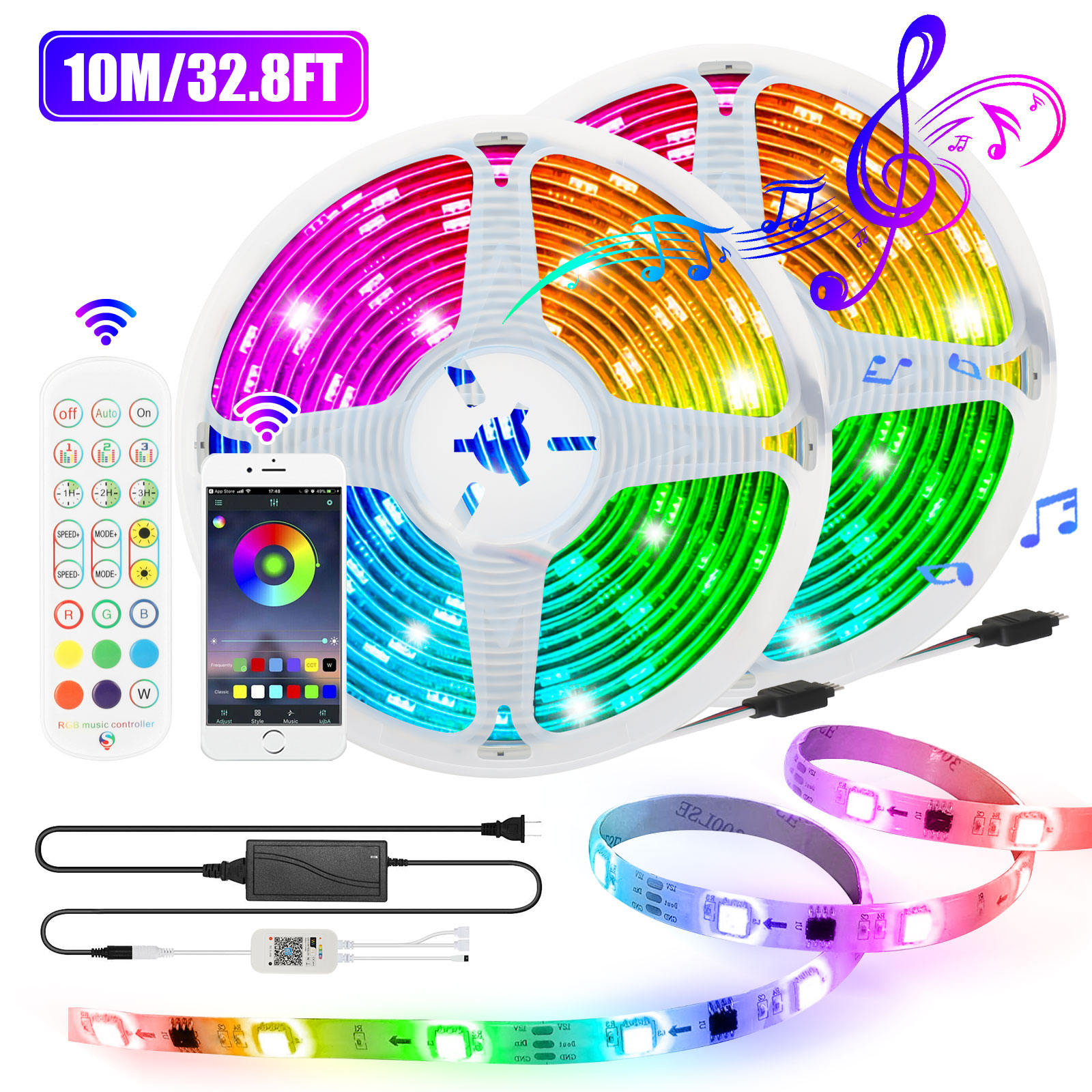 LED Strip Lights, EEEkit 32.8ft LED Chasing Lights, Music Sync Color