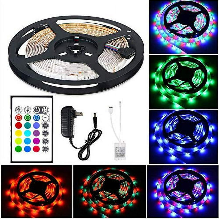 LED Strip Lights Flexible Energy Efficient 16 Multi Color Changing Selections Remote Controlled Party Light Show 6.5ft Decorative Easy Setup Adhesive