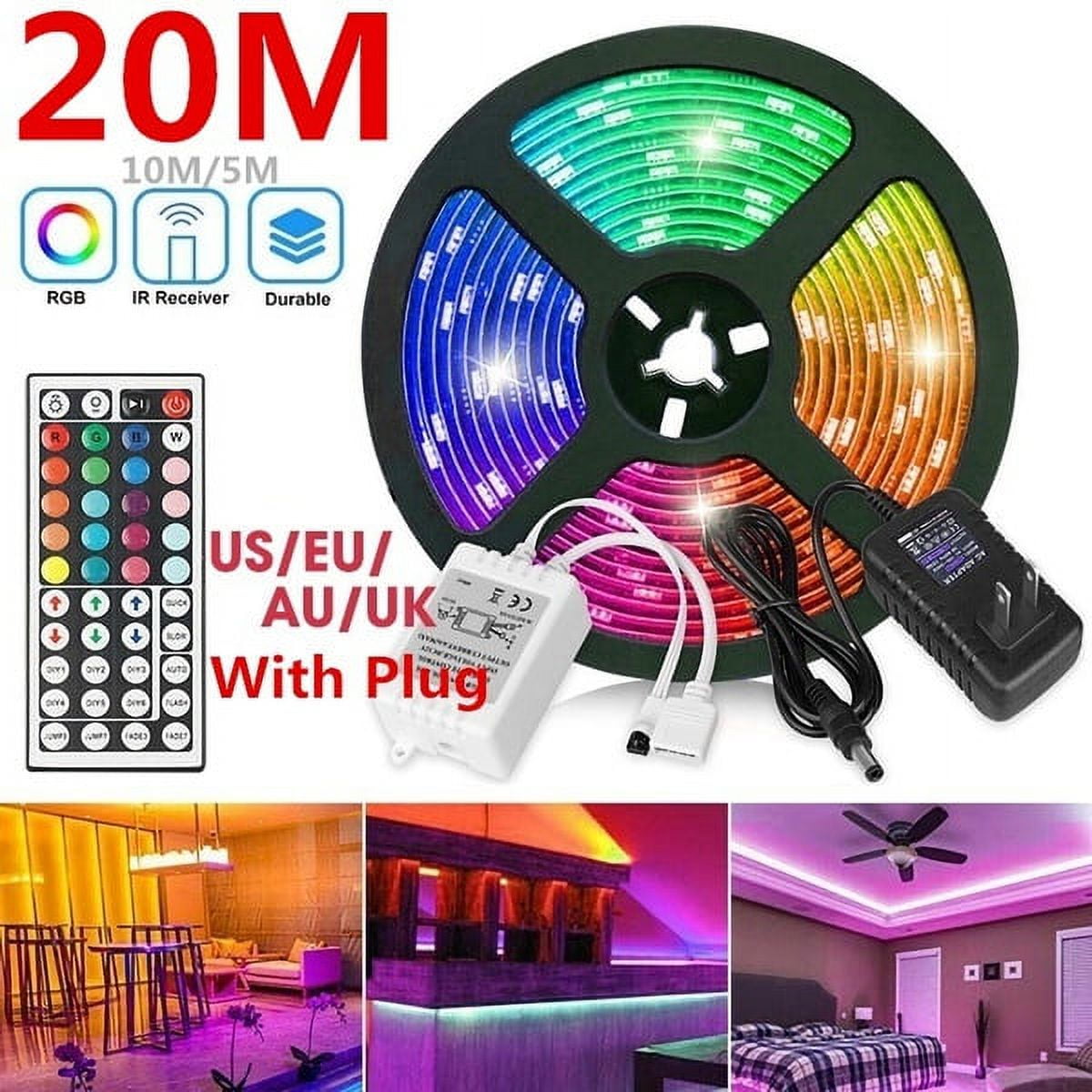 LED Strip Lights Kit,Led Light Strip 20m/15m/10m/5m SMD 2835  1200/900/600/300 LEDs,with IR Remote Controller for  Home,Kitchen,Party,Christmas 