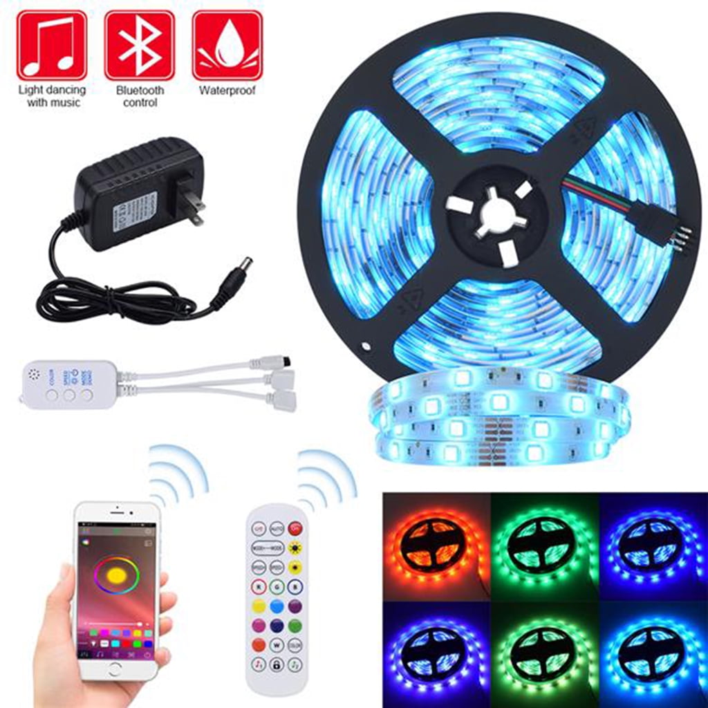 LED Strip Lights, Lights Strip Music Sync, App Control with Remote, 5050 RGB LED Light Strip Color Changing 24-Key Remote, Sensitive Built-in Mic, LED Lights Rope Lights for Home TV Party