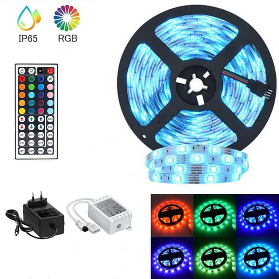 LED Strip Lights，RGB Light Strips with Waterproof 16.4FT/5M 44Key, Color Changing LED Strip Lights with Remote for Home Lighting Kitchen Bed Flexible Strip Lights for Bar Home Decoration