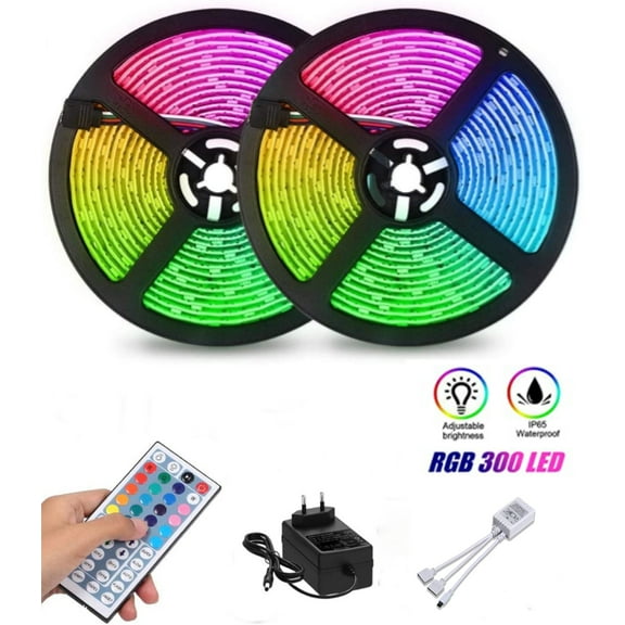 LED Strip Lights,RGB Light Strips with Waterproof 32.8FT/10M 44Key, Color Changing LED Strip Lights with Remote for Home Lighting Kitchen Bed Flexible Strip Lights for Bar Home Decoration